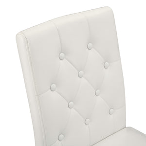 English Elm 4-pack PU dining chairs with ergonomic buckle backrest, high-density sponge seat, gold metal legs elegant luxury White+Gold W1151P295709