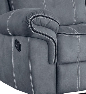 English Elm Zubaida Velvet Recliner Sofa with USB Ports, Drop‑Down Table & Storage Drawer, Pocket Coil Comfort Gray 86 L x 31 W x 26 H B2726P253084