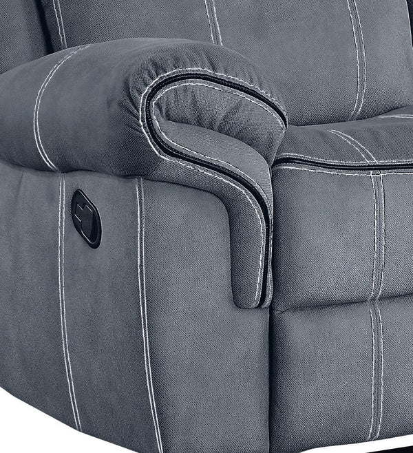 English Elm Zubaida Velvet Recliner Sofa with USB Ports, Drop‑Down Table & Storage Drawer, Pocket Coil Comfort Gray 86 L x 31 W x 26 H B2726P253084