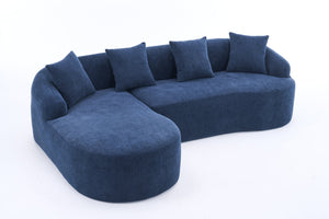 English Elm Compression Compression Sponge Sofa Curved Modular Sectional with 30D High-Density Chenille Sleeper for Cozy Apartment Living Room Comfort and Safe Rounded Design Navy Blue W2231S00030