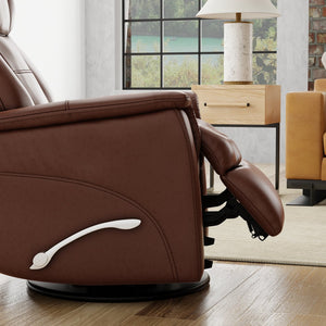 English Elm Global Swivel Glider Recliner With Adjustable Headrest & Footrest In Stylish Oslo Pecan Finish B339P323111