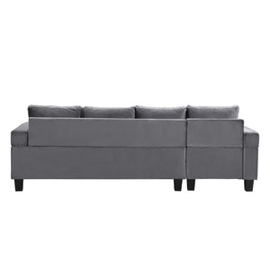 English Elm Sectional PU Sofa Set with L-Chaise, Built-In Cup Holders, Thick Foam Cushions, Modern 4-Seater Comfort Grey 69.29 L x 33.46 W x 13.78 H W2297S00011