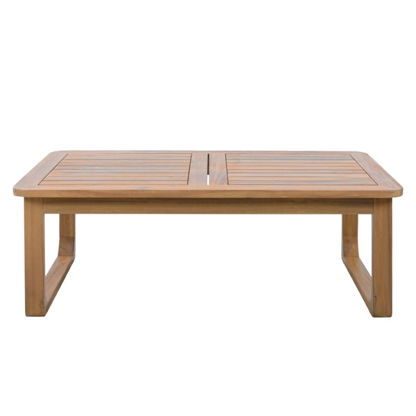 English Elm 2-piece Acacia Wood Outdoor Daybed and Coffee Table Set Resort Coastal Style N770P378689L_N770P373436L