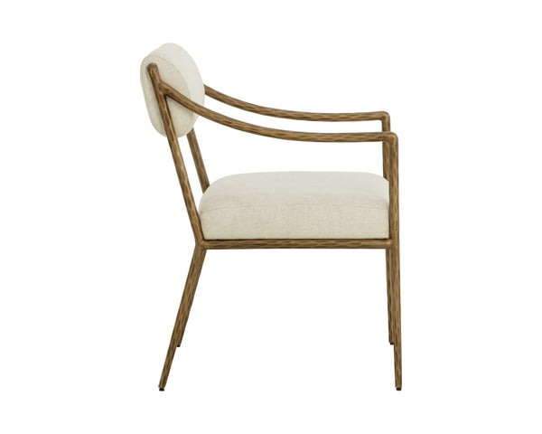 Sunpan LETICIA Dining Armchair - Timeless Geralt Linen Upholstery with Stylish Metal Frame & Comfort Design 112313