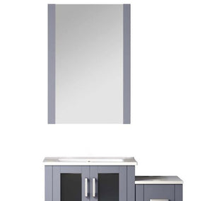 English Elm Dark Grey Bath Vanity Set With Side Cabinet, White Ceramic Top, 22 In. Mirror - Stylish Storage Solution B2731S00946