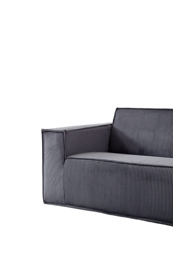 English Elm Sofa-in-a-Box, Memory Foam 3-Seater with Plush Corduroy Upholstery, 25.6" Deep Seat, No Assembly, Gray W1960P336129