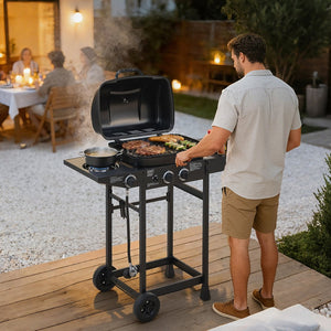 English Elm 2 Burner Propane Grill with Side Stainless Steel 24000 Btu Outdoor Patio W1820P341739