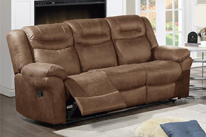 English Elm Modern Power Reclining Sofa in Brown Leatherette with Usb Port and Pillow Arms B011P466599