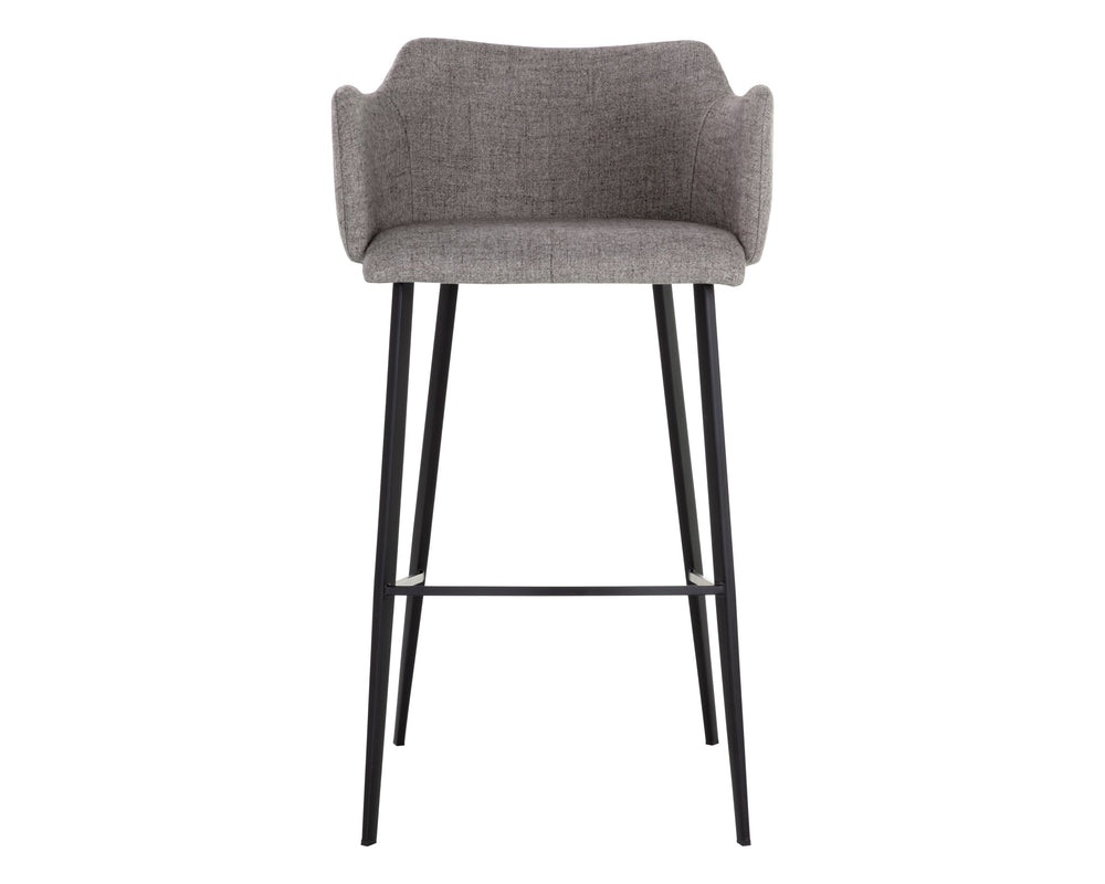 Sunpan Griffin Modern Barstool with Stylish Faux Leather and Durable Black Powder-Coated Iron Legs November Grey / Bravo Cognac
