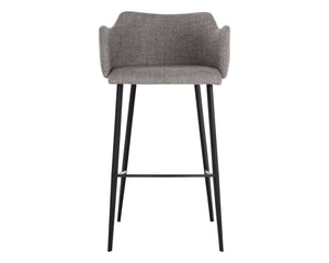 Sunpan Griffin Modern Barstool with Stylish Faux Leather and Durable Black Powder-Coated Iron Legs November Grey / Bravo Cognac