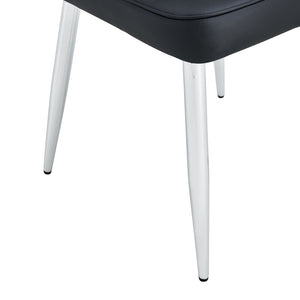 English Elm Table and Chair Set Modern Marble Glass Top Dining with Six Pu Leather Seats W1151S02125