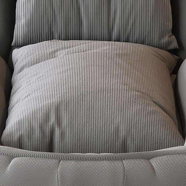 English Elm Upholstered Foldable Lazy Sofa Bed with 5 Recline Positions, Corduroy Tatami Chair with Pillows—Comfortable Space-Saving Lounge for Living Room and Bedroom Grey W2699P324228