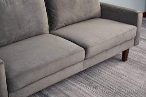 English Elm LOVESEAT,GREY Plush Microfiber Two-Seater Sofa with High-Density Foam, Solid Wood Frame, Durable Comfort Gray B205P249002
