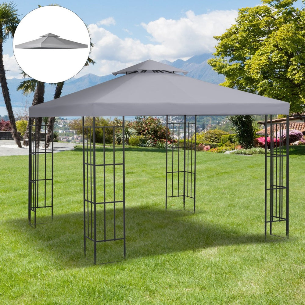 English Elm Outsunny 9.8' X 9.8' Replacement Canopy - Stylish Two-Tier Uv Cover For Outdoor Gazebo Models 01-0153 W2225P174189-GIGA