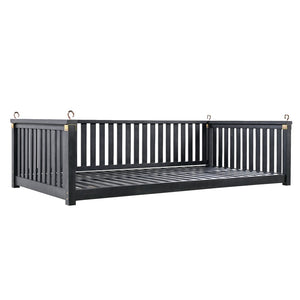 English Elm Topmax Acacia Wood Porch Swing Bed Sloped Frame Outdoor Lounger for Backyard Patio Black WF319383AAB