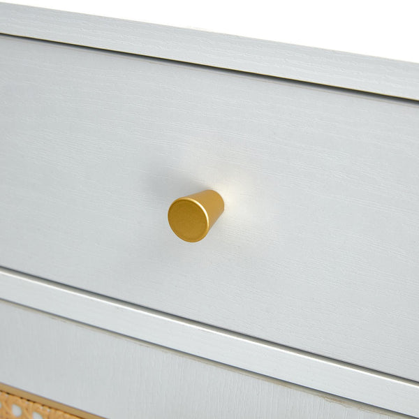 English Elm Modern white storage cabinet with vine rattan design, MDF shoe & bedside organizer, quick assembly, sleek decor W1151P151509