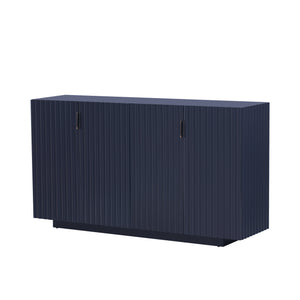 English Elm TREXM Fluted Buffet Cabinet with Wave Design, Spacious Sideboard with Adjustable Shelves & Soft-Close Doors Antique Navy N715P183992M