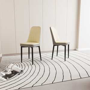 English Elm A Set Of 2 Modern Pu Leather Dining Chairs With Ergonomic Support & Stylish Black Metal Legs W2189P168412