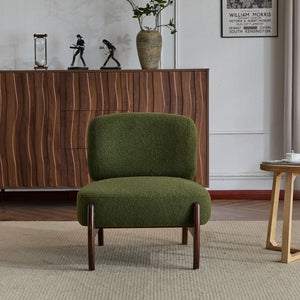 English Elm Christopher Knight Home® - 25.5" Boucle Lounge Chair with Solid Wood Frame, Plush Textured Upholstery and Modern Minimalist Style Green N767P256376G