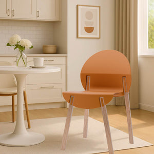 English Elm 4-PackTropical Orange Chairs with Solid Red Oak Legs, Ergonomic PP Seat, 330lb Strength, Easy-Clean W3450P322871