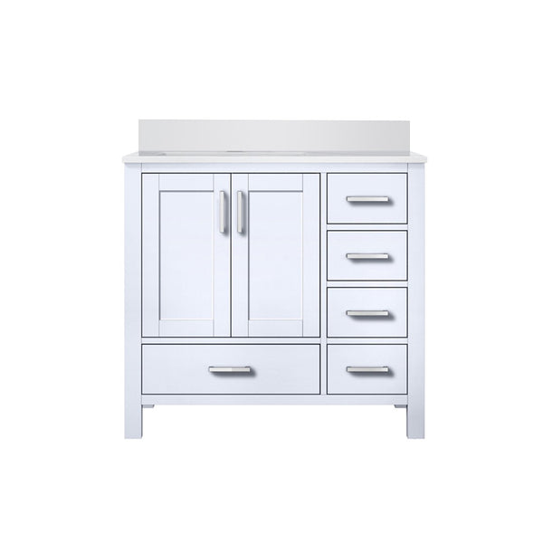 English Elm White Bath Vanity 36" W X 22" D - Elegant Cultured Marble Top With Soft-Close Drawers & Storage B2731P259021-GIGA