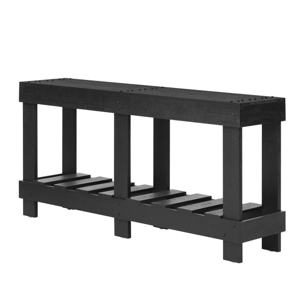 English Elm U_Style 62.9" Vintage Entryway Table - Solid Fir Wood With Rustic Design, 6 Legs & Ample Storage Space N711P289135B-GIGA