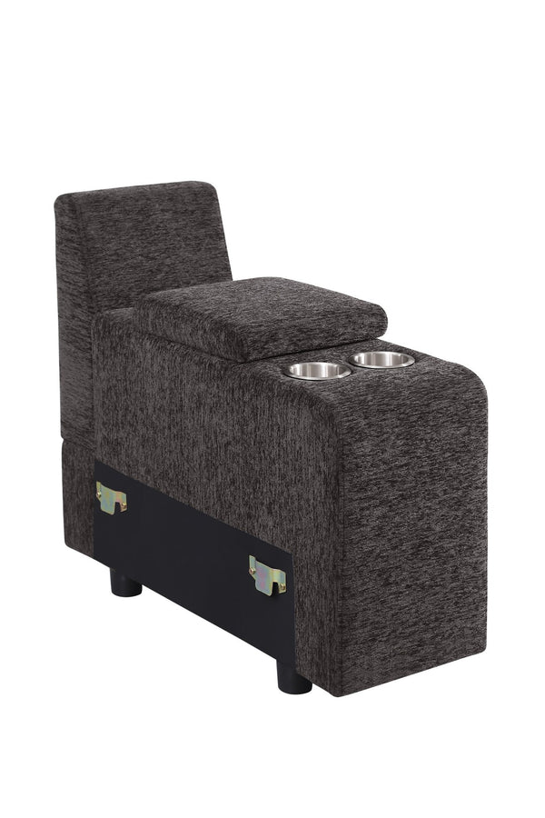 English Elm Nyeisha Flannel Velvet Sectional Sofa with Chaise Usb Ports and Built-in Console Coffee B102S00077