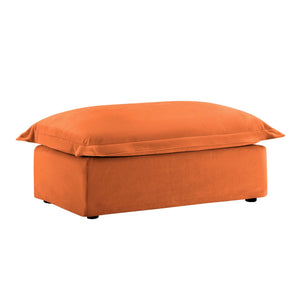 English Elm Koala Ottoman with Removable Chenille Cover, High-Density Foam Comfort and Elegant Stitching Finish Orange W3041P281161
