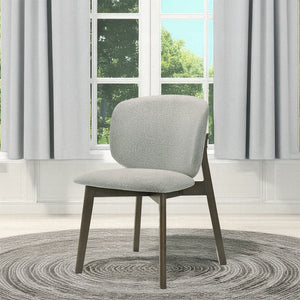 English Elm Casual Gray Chenille Dining Chairs Set of 2 — Curved Wraparound Backrest, Cushioned Seat, Solid Rubberwood Legs B2741P345936