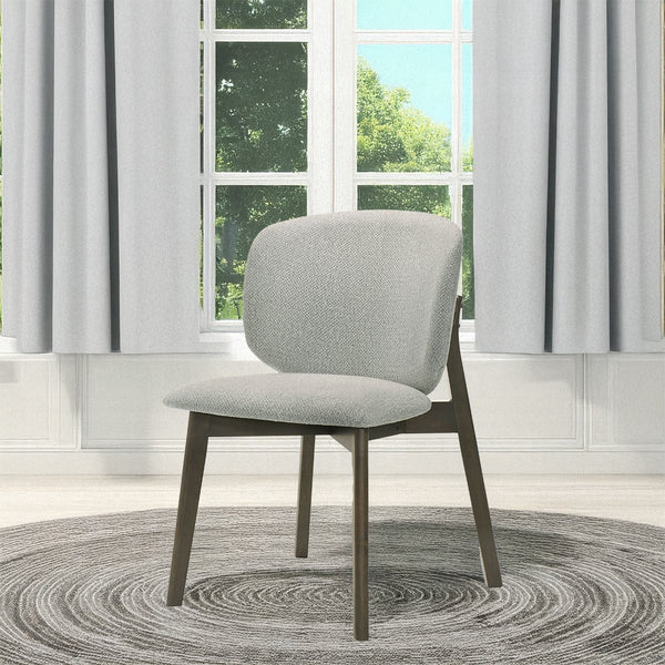 English Elm Casual Gray Chenille Dining Chairs Set of 2 — Curved Wraparound Backrest, Cushioned Seat, Solid Rubberwood Legs B2741P345936