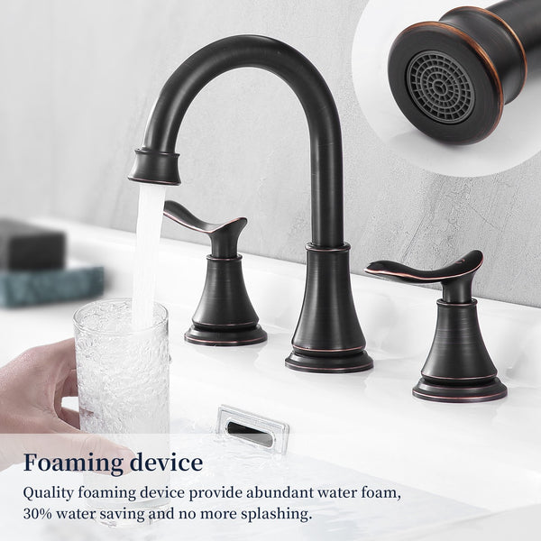 English Elm 2-Handle Widespread Bathroom Sink Faucet In Oil Rubbed Bronze With 360° Swivel Spout & Drain Kit T3177P277518