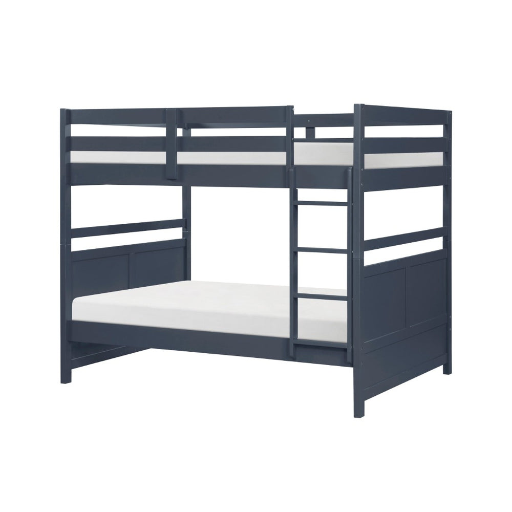 English Elm Bunk Bed Twin Over Solid Wood Frame with Guard Rails for Kids Shared Rooms Navy Blue B011S02314