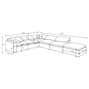 English Elm Segoura Six Piece Boucle Modular Sectional Low Profile Living Room Seating Set B062S01765