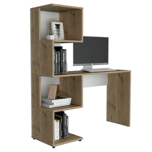 English Elm Vik Multicolor Engineered Wood Desk with Cabinets & Five-Shelf Tower, 47.2" Wide, Modern Storage B200P188828