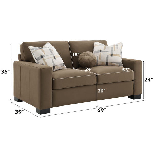 English Elm Darya 3Pcs Suede/Fabric Living Room Set — Beige Brown Multi 1 Chair Swivel, Loveseat & Sofa, Pocket Coil Comfort B2726S00465