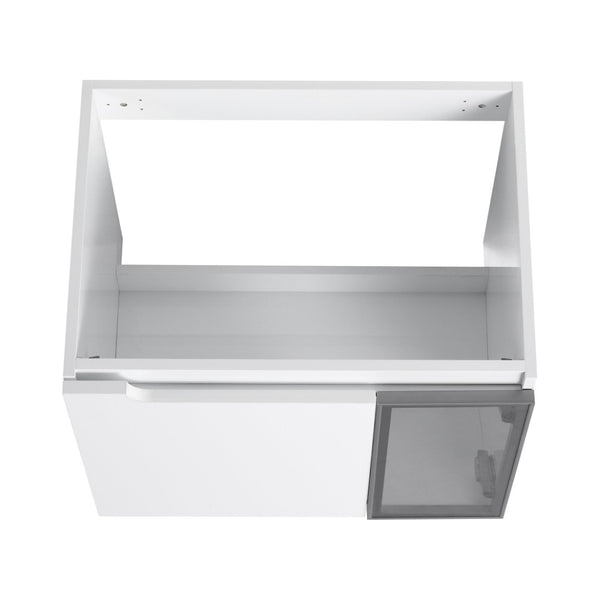 English Elm 24" Floating Bathroom Vanity Glossy White Plywood Cabinet with Grey Glass Doors W999P387157