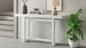 English Elm U_style Farmhouse Console Table with Three Drawers Open Shelf Entryway Organizer N711P410422K