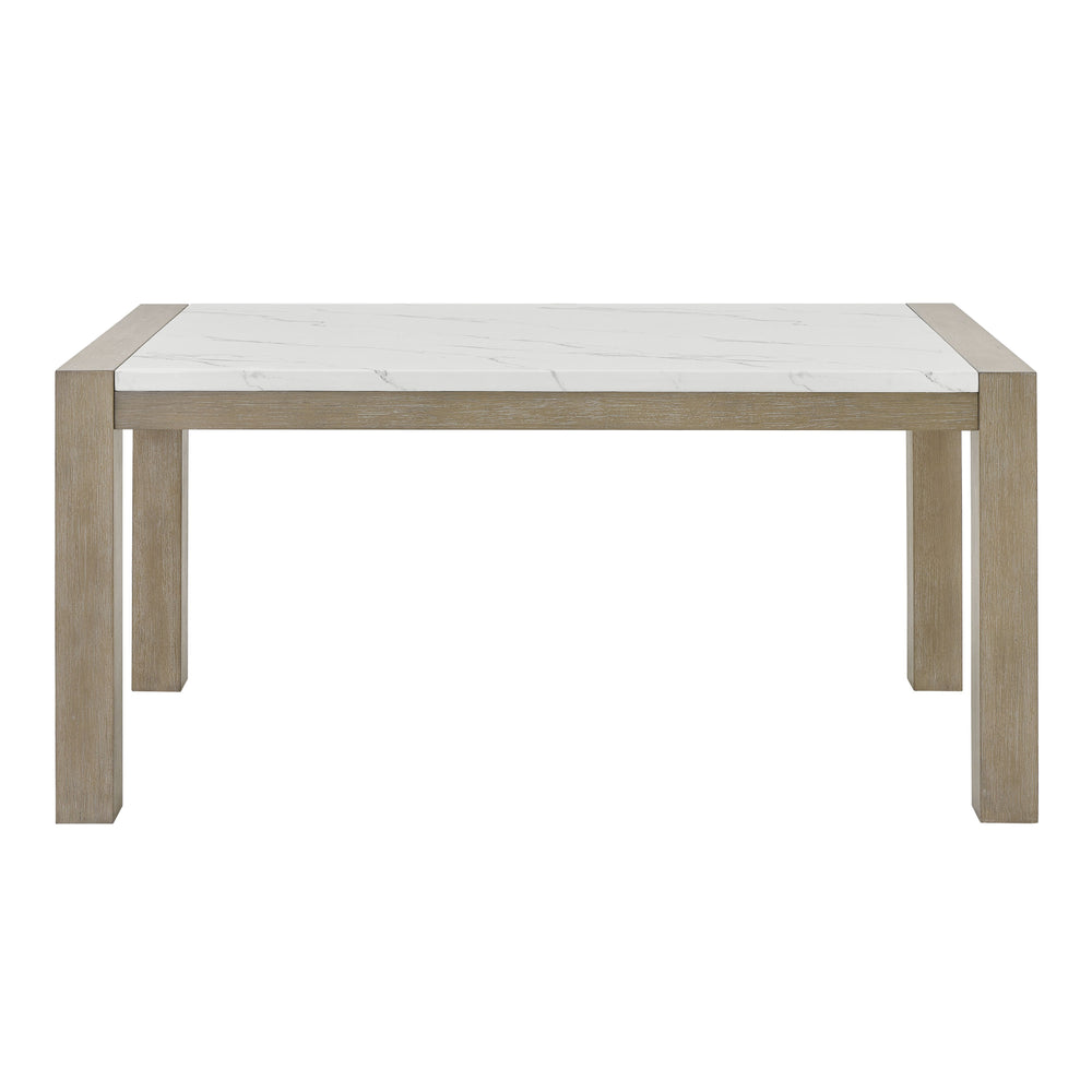 English Elm Tabitha 66" Rectangular Dining Table with Faux Marble Top & Light Oak Base — Spacious, Elegant Centerpiece B061P353757