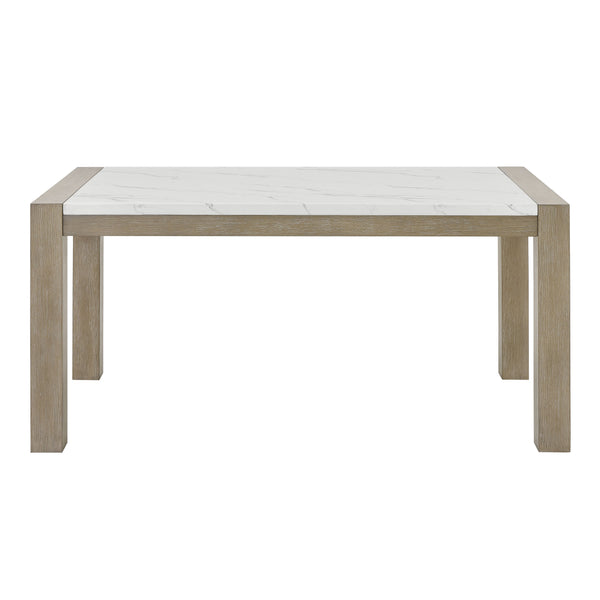 English Elm Tabitha 66" Rectangular Dining Table with Faux Marble Top & Light Oak Base — Spacious, Elegant Centerpiece B061P353757