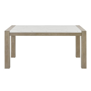 English Elm Tabitha 6-Piece Dining Set With 66" White Faux Marble Top & Light Oak Base For Elegant Gatherings B061S00908-GIGA