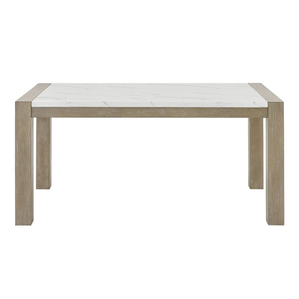 English Elm Tabitha 6-Piece Dining Set With 66" White Faux Marble Top & Light Oak Base For Elegant Gatherings B061S00908-GIGA