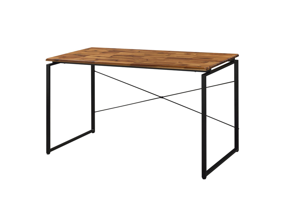 English Elm Jurgen Industrial Oak Writing Desk with Black Metal Frame, Solid Wood Top, Mobile File Cabinet B2726P315742