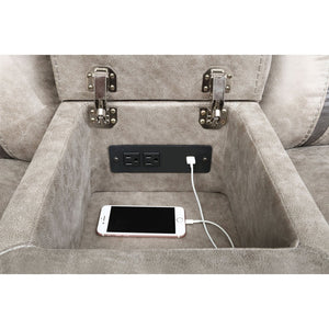 English Elm Brazelton Three-Piece Motion Sofa Loveseat Recliner Set with Leatherette Upholstery, Cup Holders and Storage taupe B062S01168