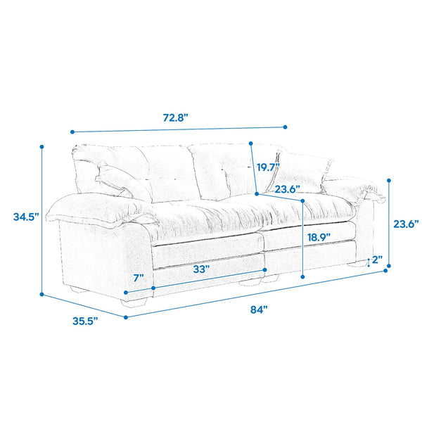 English Elm 84" Chenille Sofa Loveseat with Memory Foam & Pocket Springs, Plush Dual-Layer Comfort, Sturdy Frame Yellow W676S00012