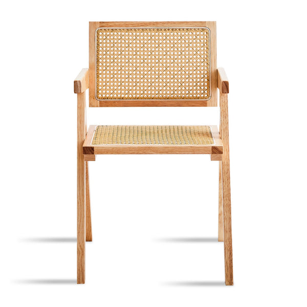 English Elm 2 Dining Chairs - Elegant Rubberwood With Hand-Woven Rattan, Versatile For Dining & Living Spaces W2720P237603