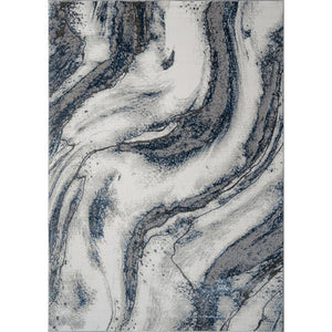 English Elm "Ziv" Ziv Luxury Area Rug - Elegant Blue & Grey Abstract Design For Modern Living Spaces, Durable Comfort B030P216130
