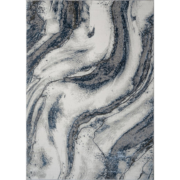 English Elm "Ziv" Ziv Luxury Area Rug - Elegant Blue & Grey Abstract Design For Modern Living Spaces, Durable Comfort B030P216130