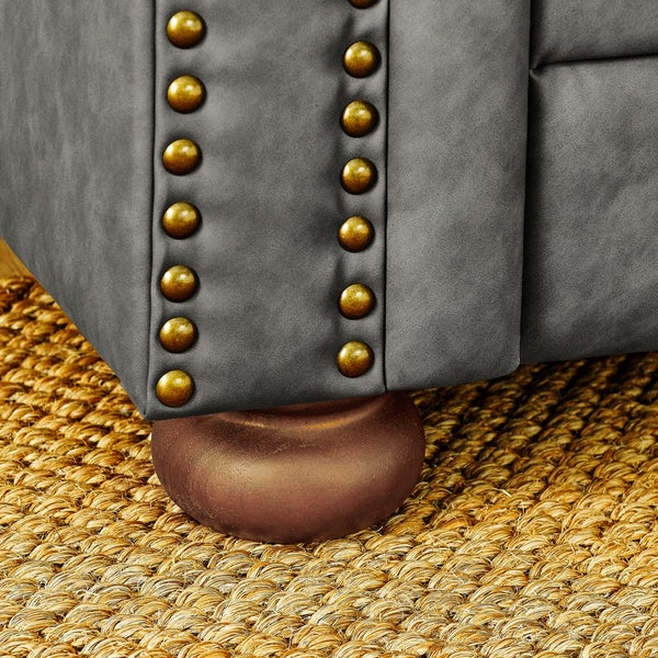 English Elm Chesterfield Linen Tufted 3-Seater Sofa with Scrolled Arms and Nailhead Trim, Durable Plywood Frame Dark Gray W1413S00095