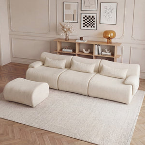 English Elm Boneless Curved Sofa with Chaise High Density Foam Three Seat Modern Living Room W3728S00005