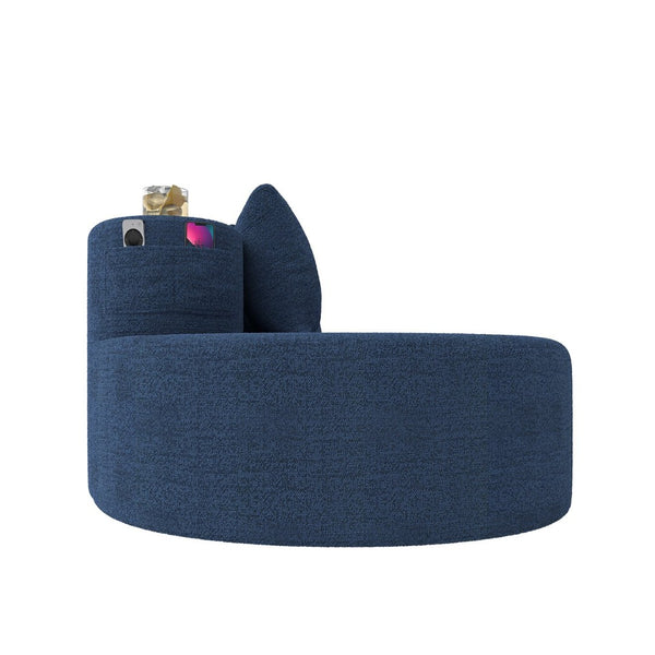 English Elm Modern Half Moon Chenille Sectional Three Seat Curved Sofa for Living Room or Apartment Navy W395P435340